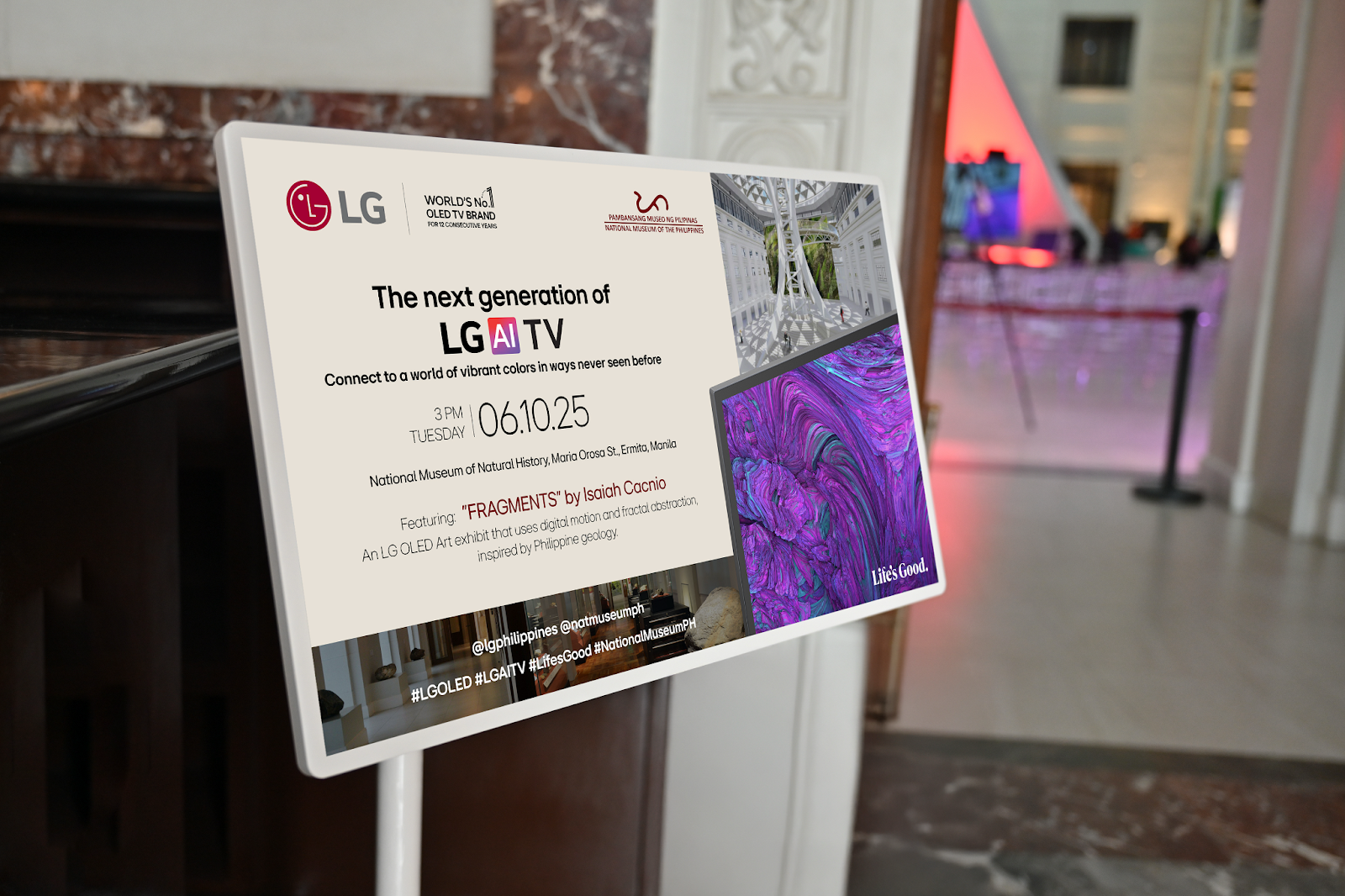 Celebrating 12 Years of OLED Excellence, LG Showcases “Fragments” by Isaiah Cacnio at the National Museum of Natural History
