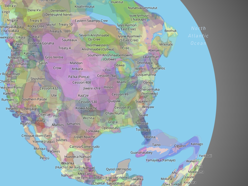 A screenshot of Native Land Digital’s interactive map