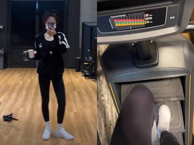 This contain an image of Naeun on the Stairmaster.