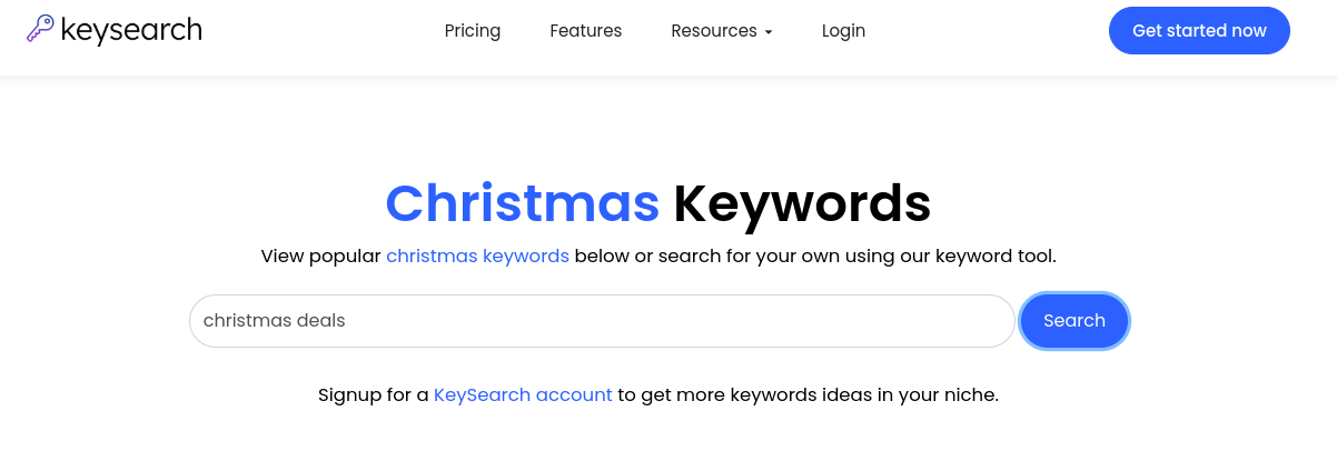 Christmas keywords