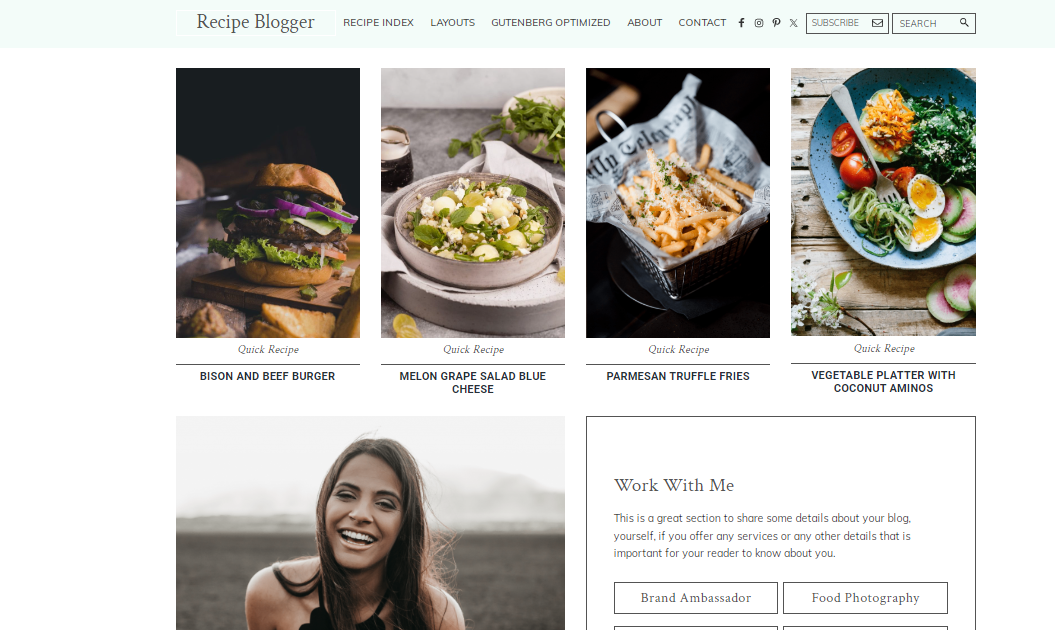 Recipe Blogger blogging template by Anchored