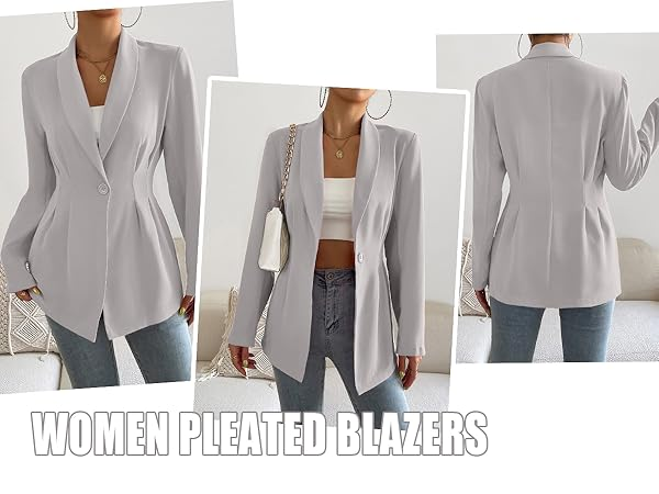 A pastel-colored pleated blazer draped over a casual outfit, paired with jeans and loafers perfect for spring fashion ideas.