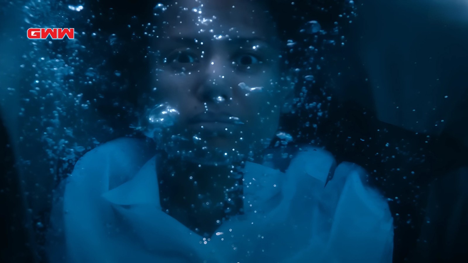 Gugu Mbatha-Raw underwater in a tense moment from Surface