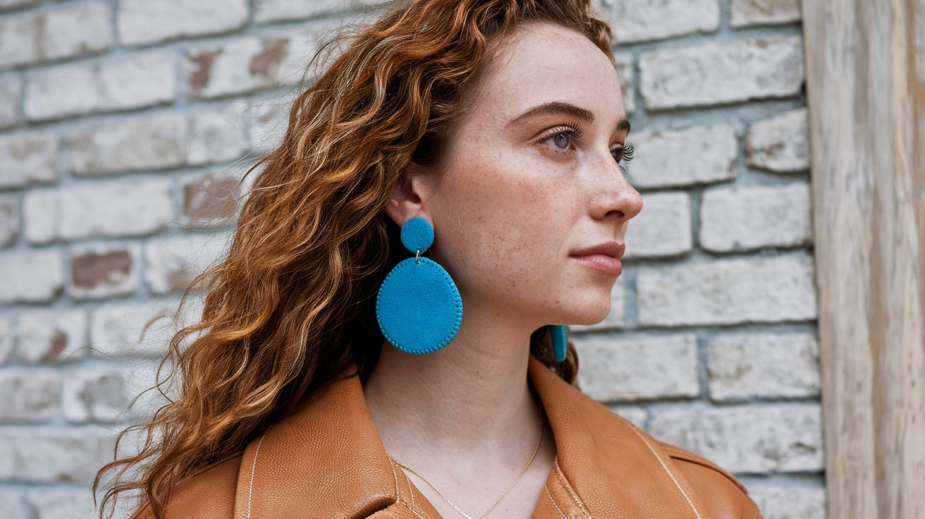 Nichel and Suede Soft Sand Sloanes Leather Earrings