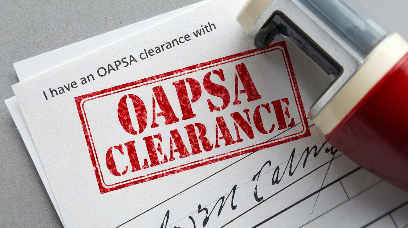 OAPSA Clearance with Red Stamp