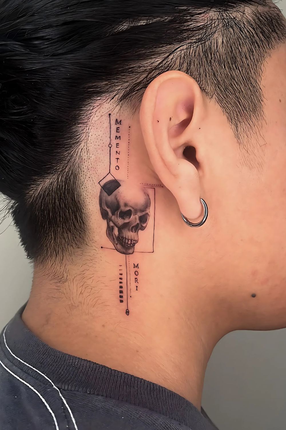 Bold Skull Neck Tattoo