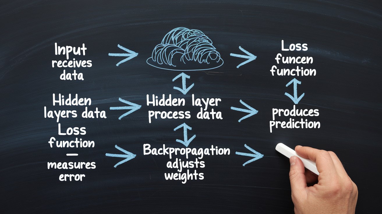 Step-by-step process of neural networks learning.