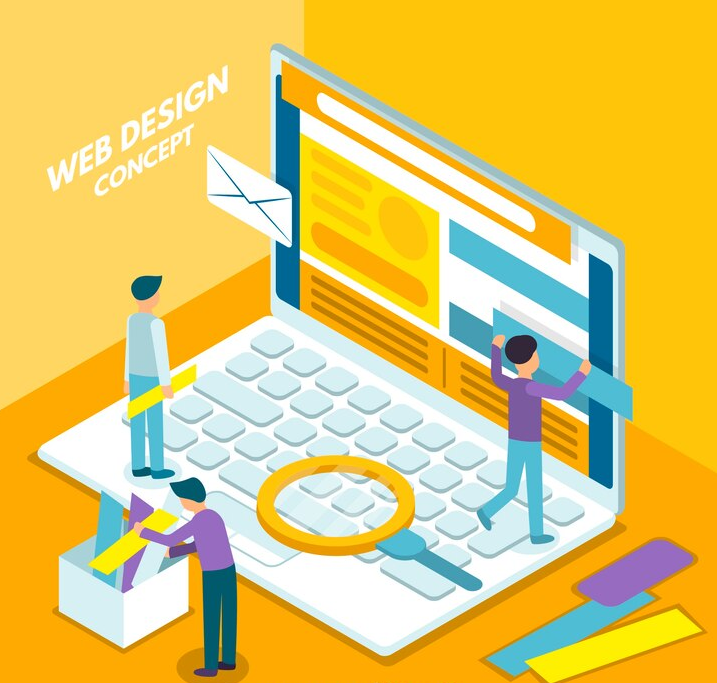 Modern web design concept with isometric view