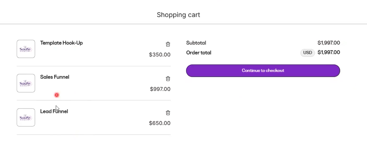 Kajabi's Shopping Cart features