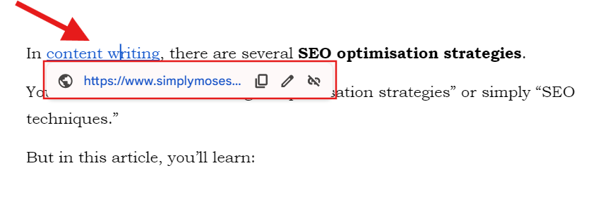 Internal or inbound link