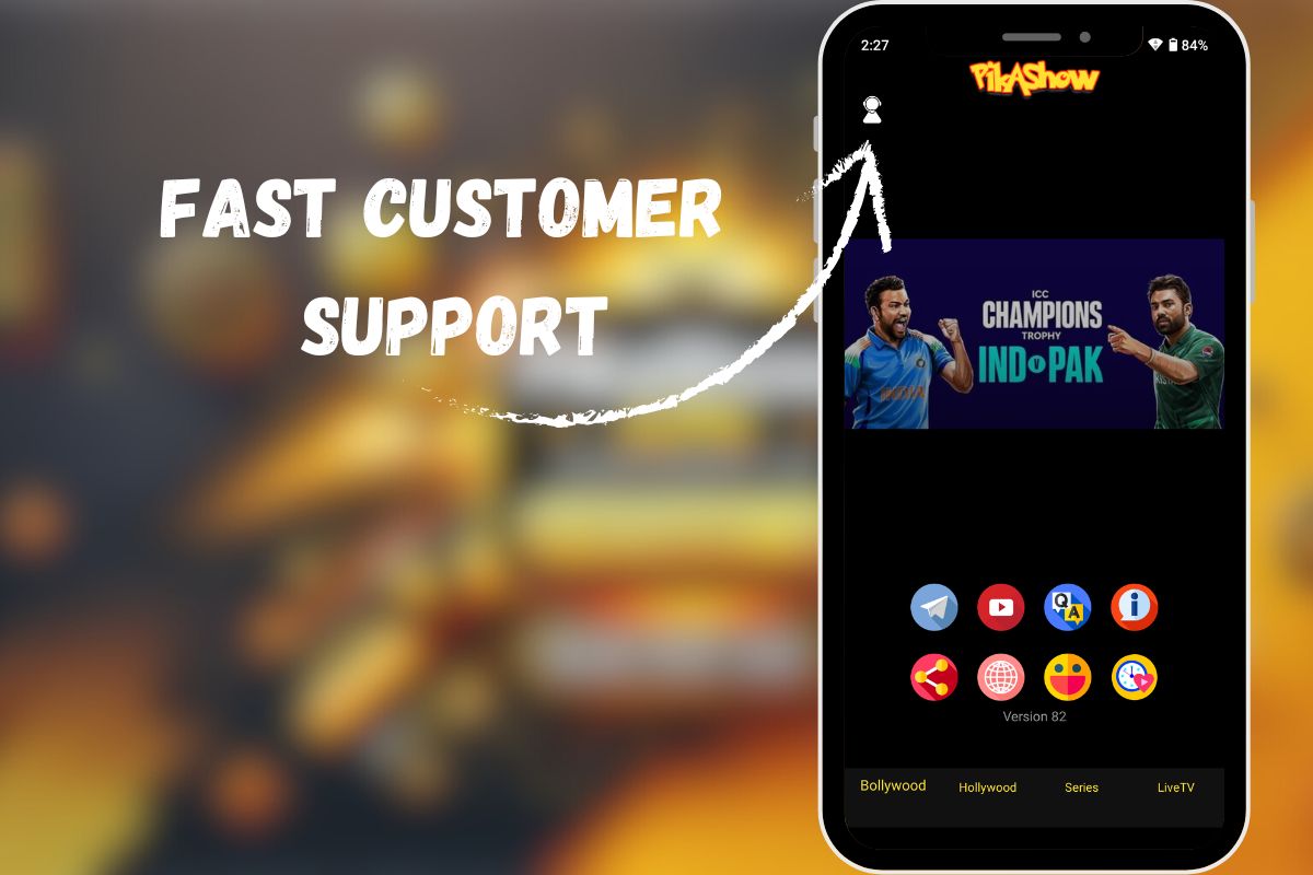 Mobile app interface highlighting fast customer support access through a profile icon.