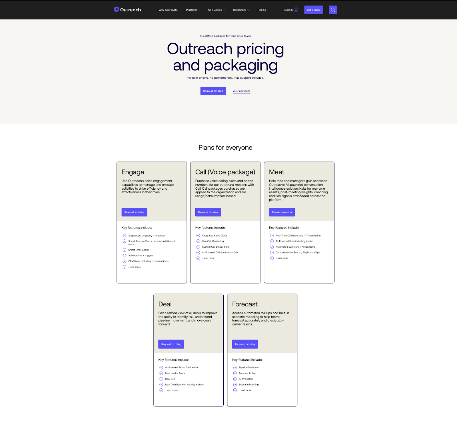 Outreach pricing plans