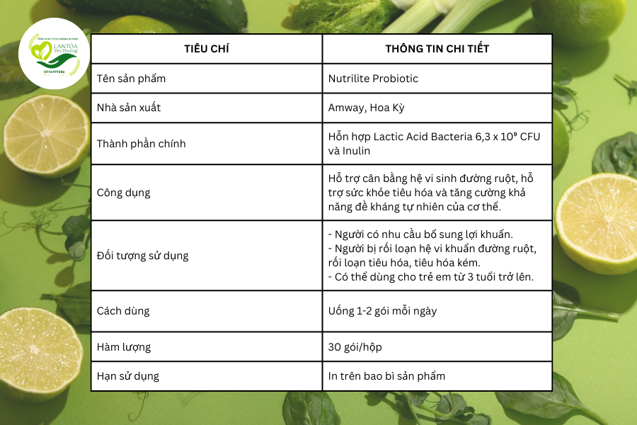 Thông tin chung về Nutrilite Probiotic Amway