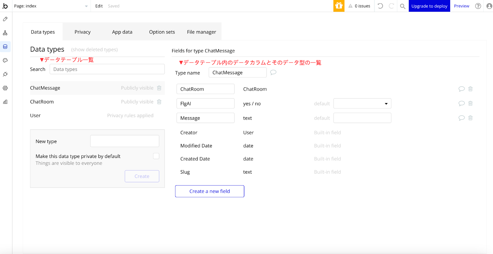 ChatGPTクローンのデータベース設計の例