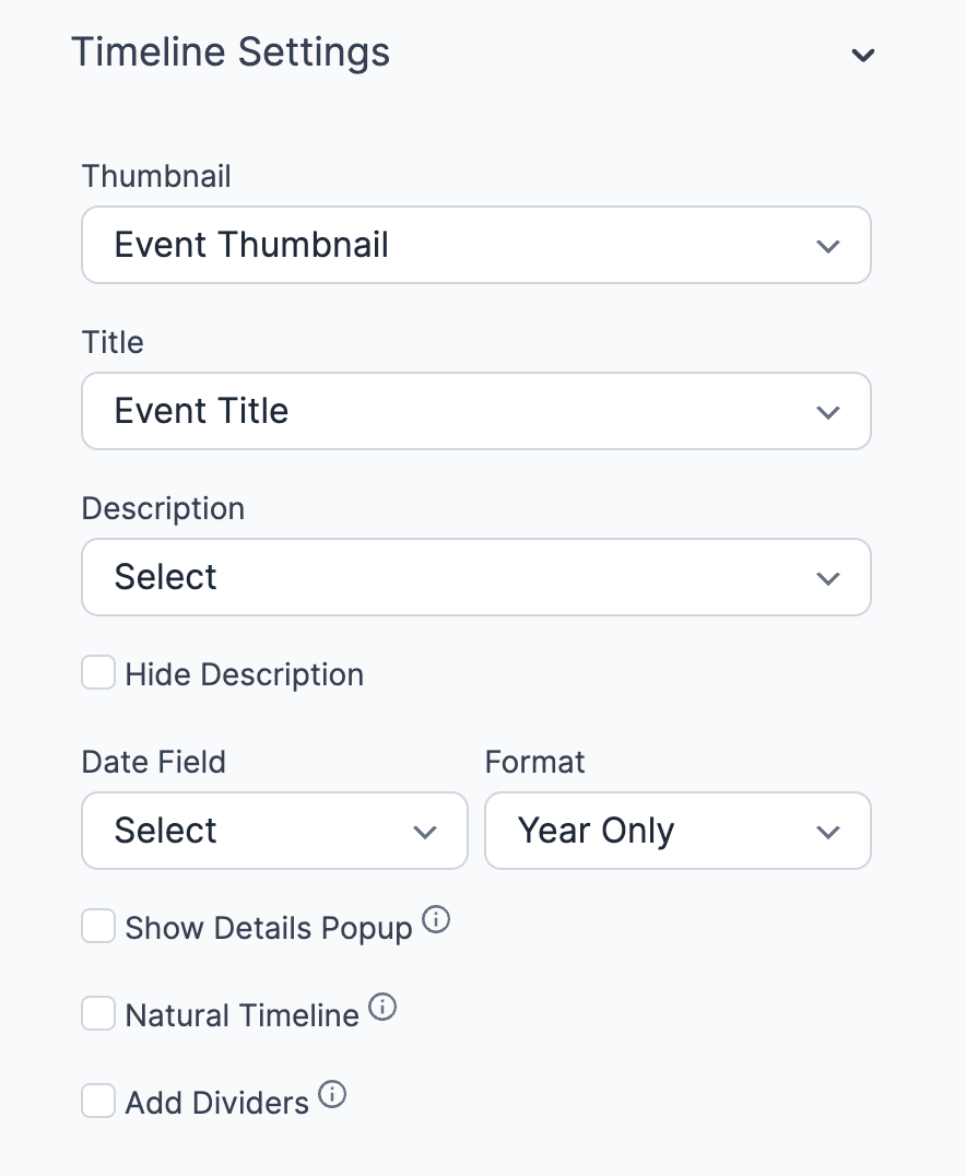 Formidable Forms WordPress Timeline Plugin Settings