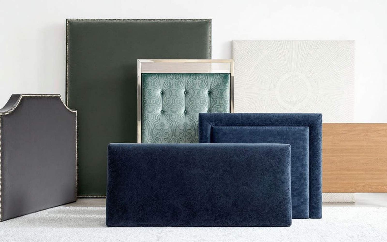 Assorted headboard designs featuring luxurious upholstered, wooden, and metal styles. Elevate your bedroom with premium headboard options