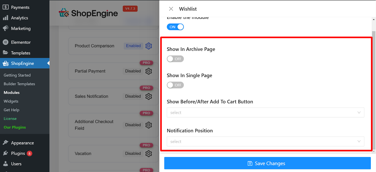 You can explore and customize the following settings