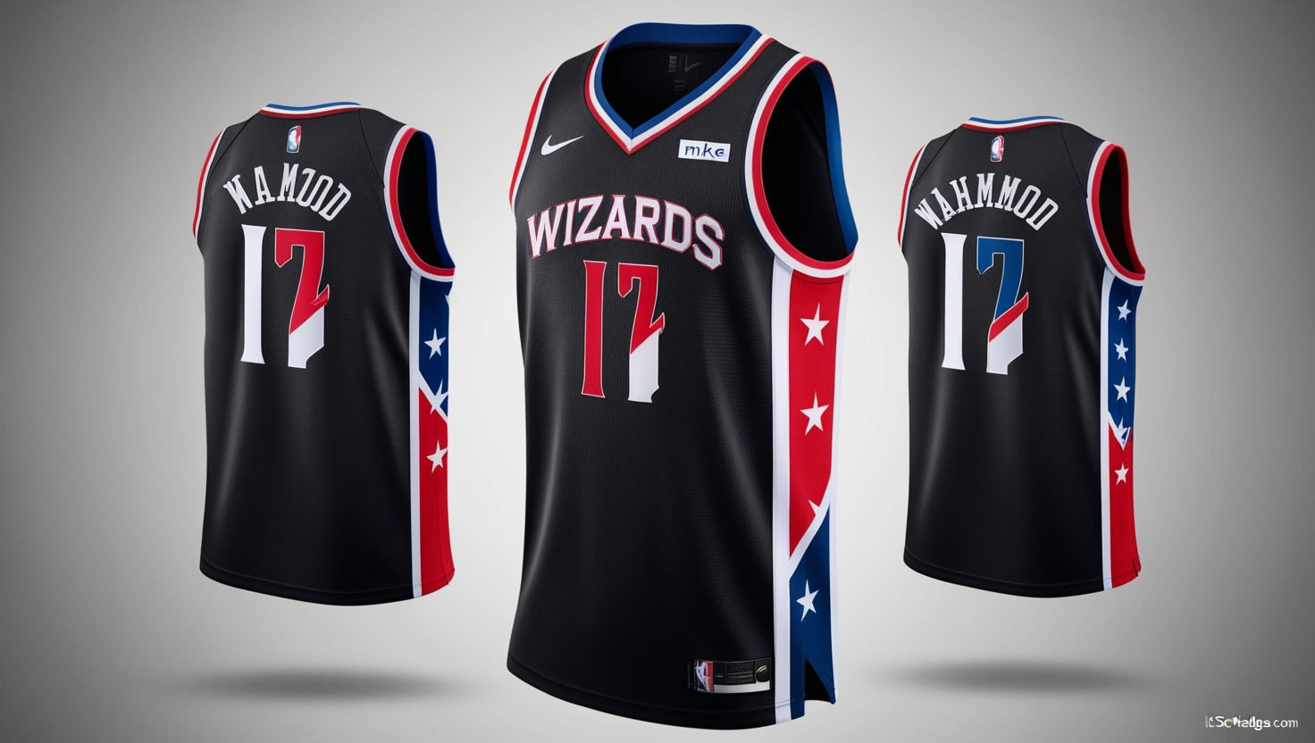 Wizards Black Jerseys Mahmood