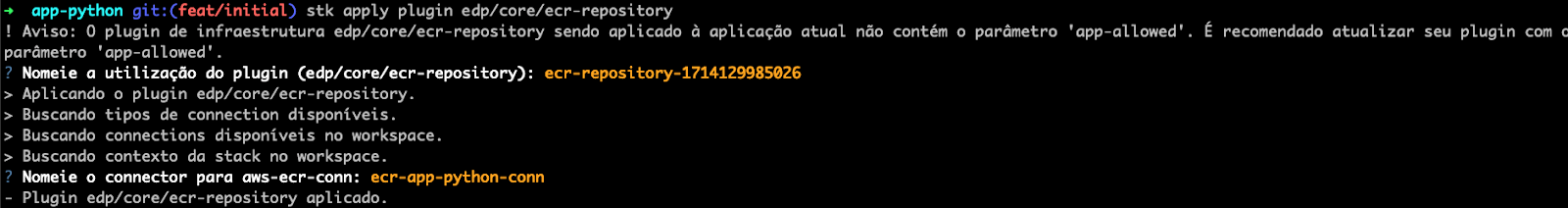 exemplo dos Plugins aplicando o ECR repository.