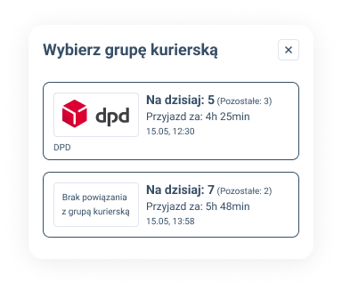 Zbieranie w kolejności według kurierów