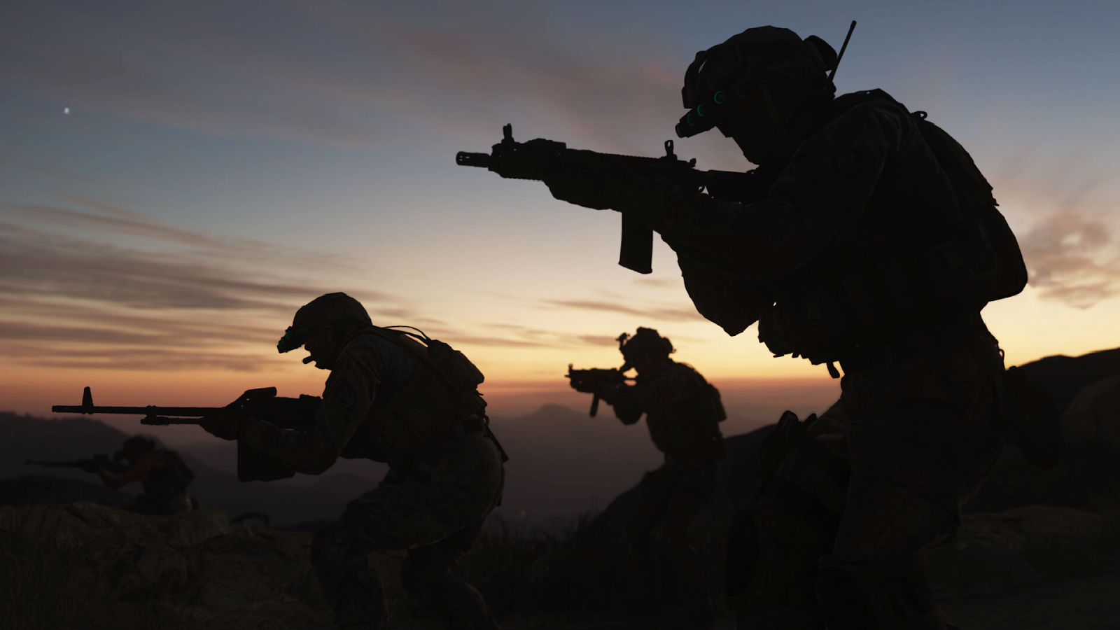Silhouettes of soldiers in Call of Duty: Modern Warfare (2019).