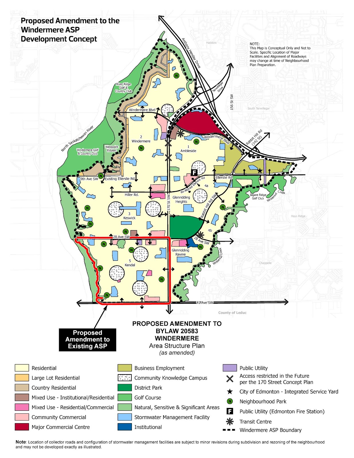 Multi coloured map of the Windermere area, with the proposed Kendall neighbourood outlined in the bottom left corner.