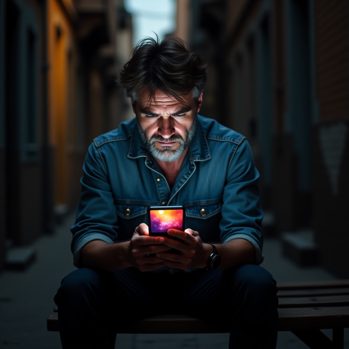 Man looking conflicted while staring at his phone, symbolizing the emotional turmoil of trying to stay friends with an ex after a breakup.