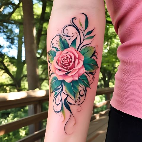 Watercolor Rose Tattoo