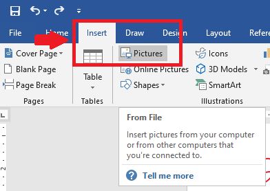 pilih menu “Insert” dan klik “Picture”