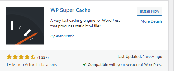 a screenshot of wp super cache a  WordPress Plugins for Authors