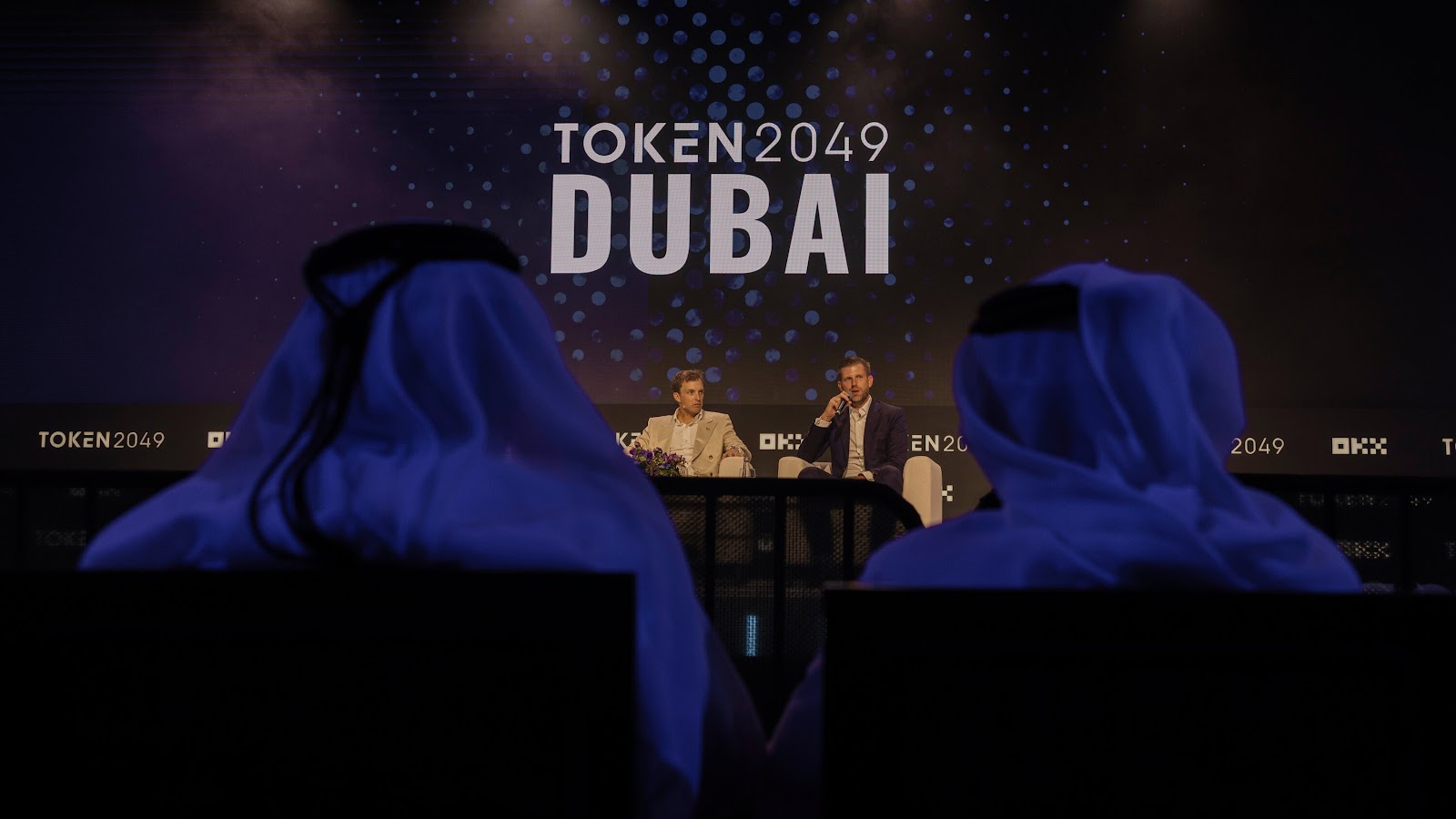 Eric Trump speaking at cryptocurrency conference in Dubai