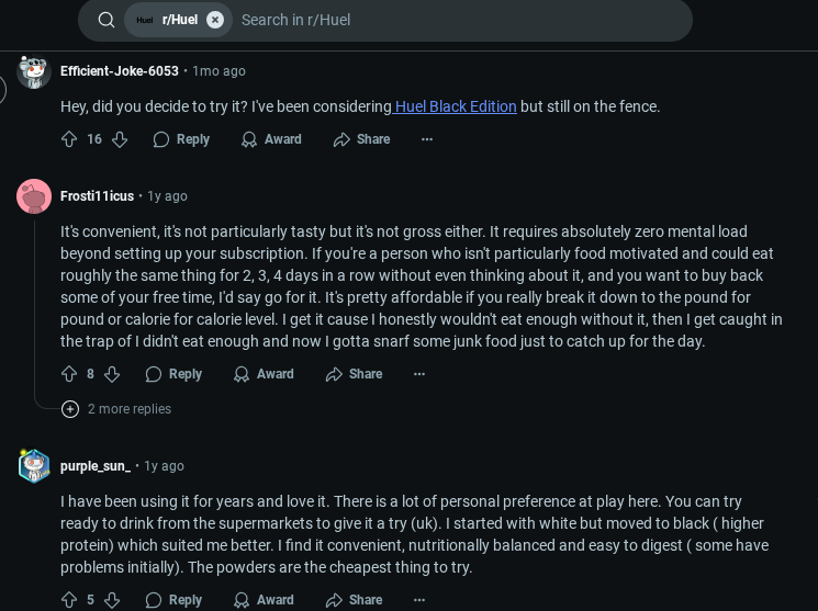 huel reddit