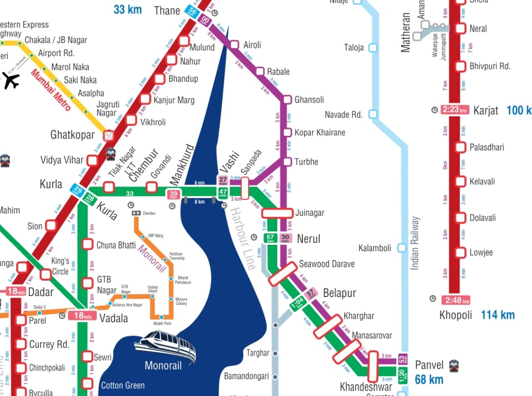 Mumbai Trans Harbour Railway Line map