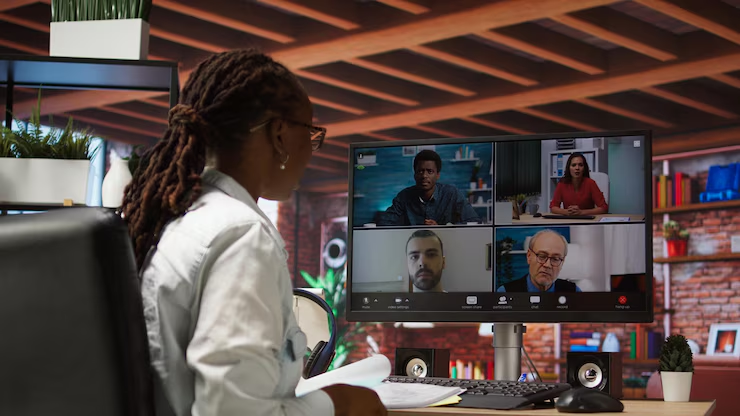 a female candidate using video interview software
