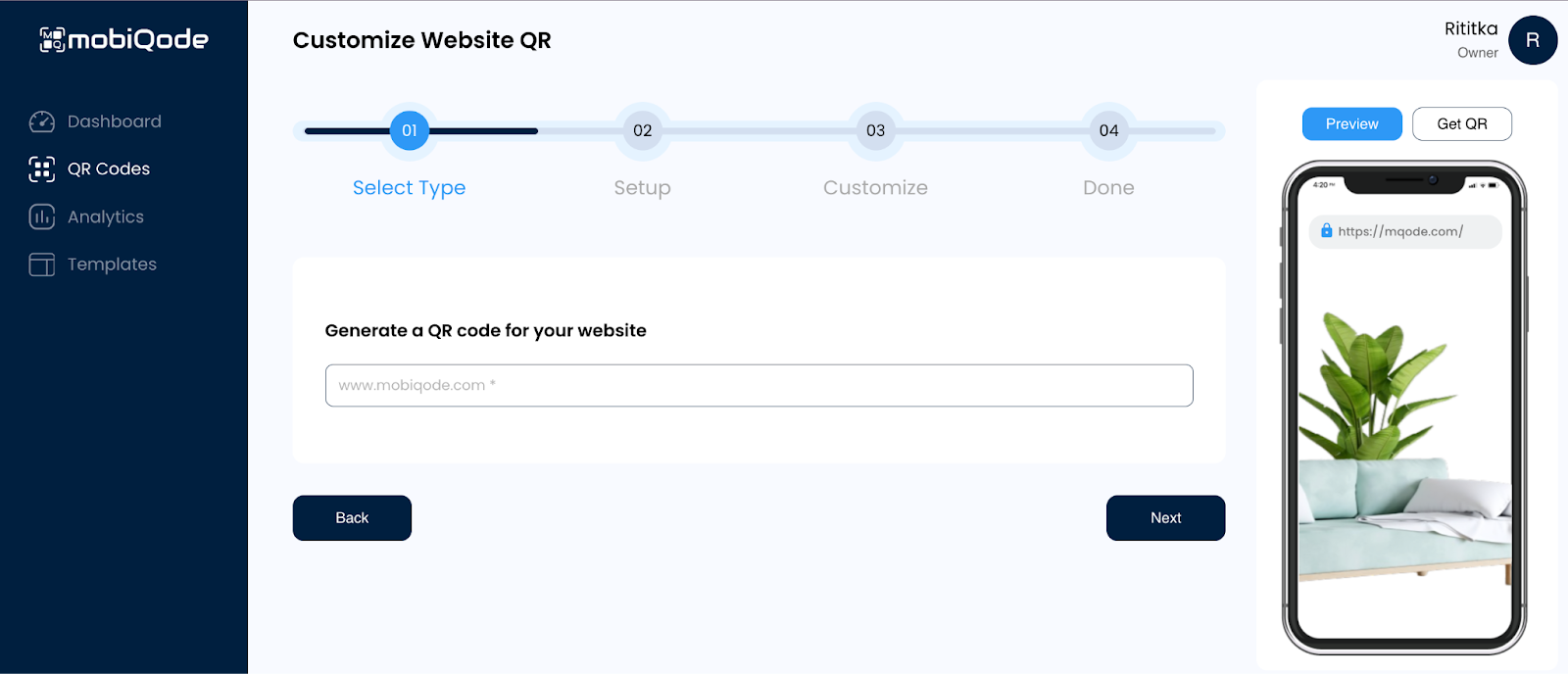 Webstite/URL/Link qr code using mobiqode