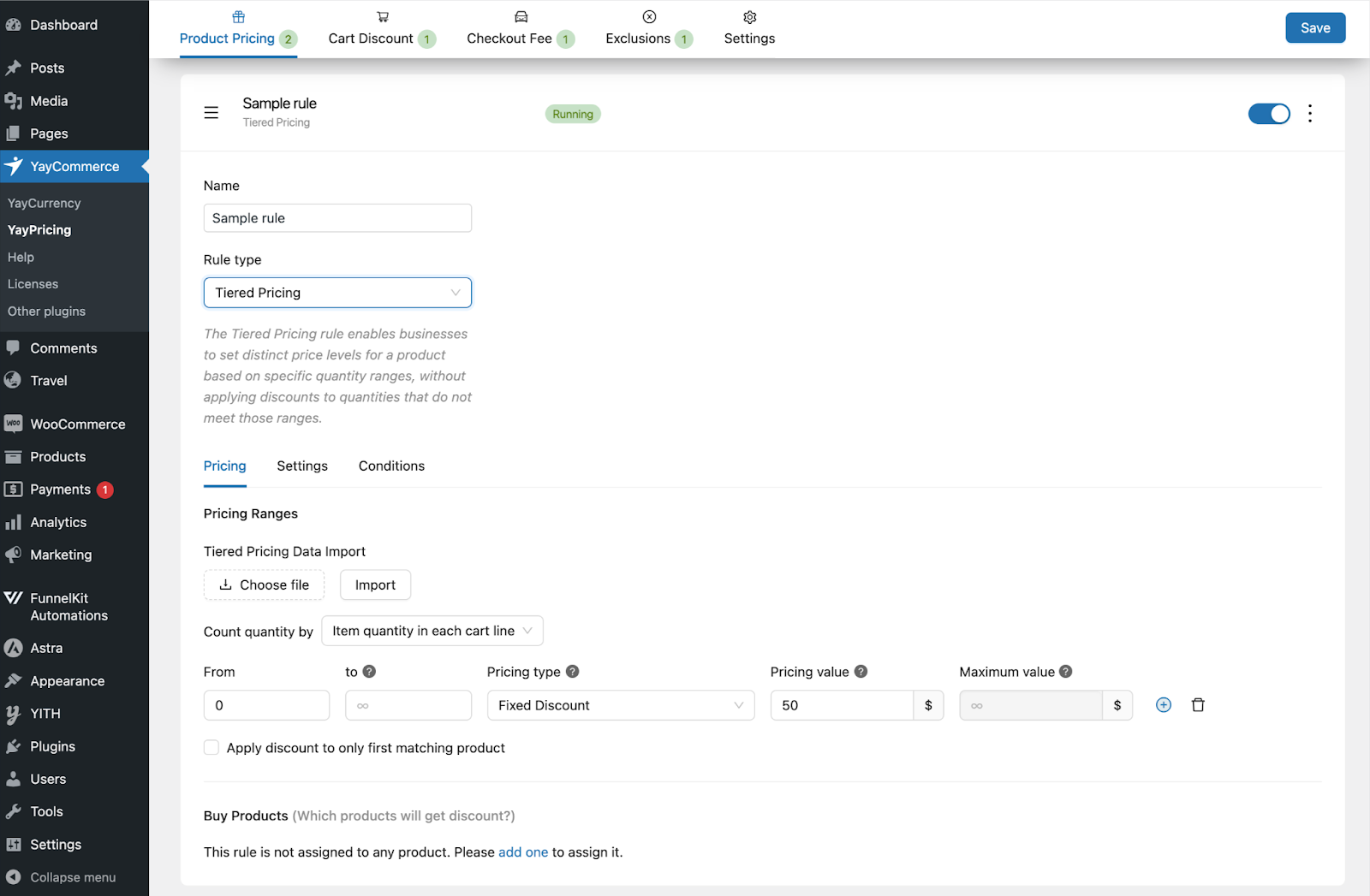 set up tiered pricing in back end