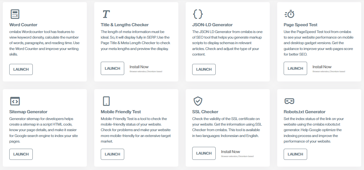  Illustration of SEO tools provided by cmlabs for free.