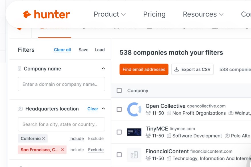 Hunter.io for drop servicing clients