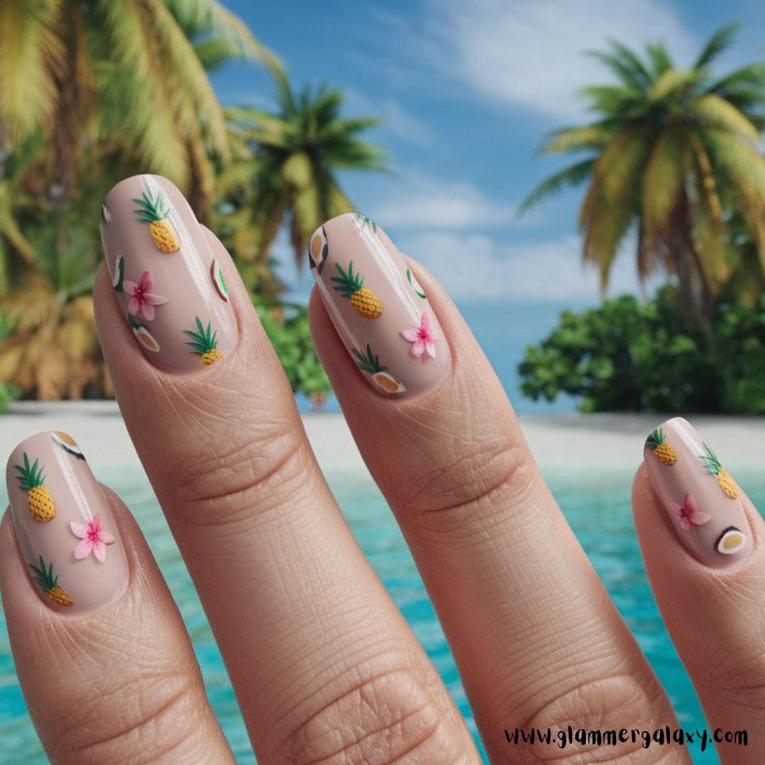 Classy Vacation Nails having Island Dreamscape
