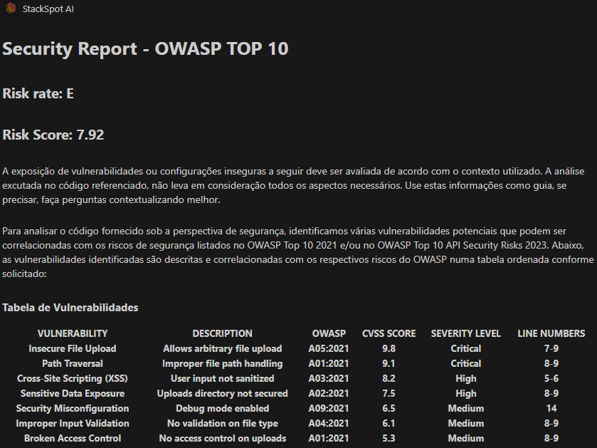 Foto de Quick Command Security Report Owasp top 10.