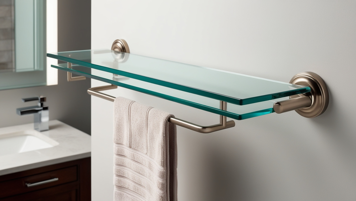 Signature Hardware Farber Collection Glass Bath Shelf 5812