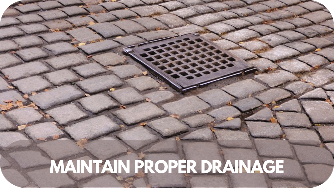 Ensure proper drainage to prevent water buildup, which can cause pavers to shift or crack during winter.