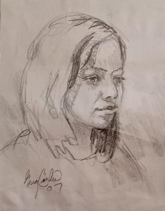 A drawing of a person