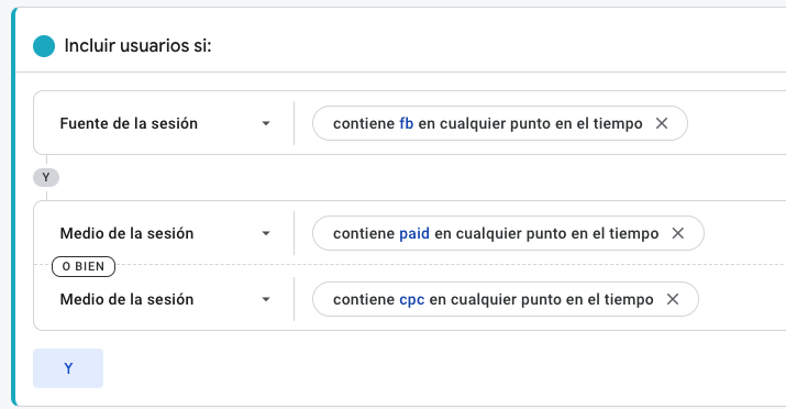 Panel para filtrar en google ads en remarketing por pago o organico