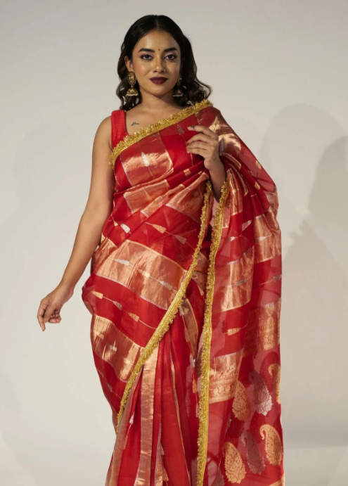 Karwa Chauth Red Saree at Mirra Clothing