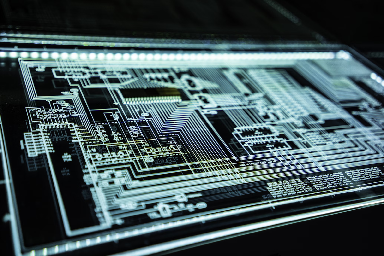 Close-up of a cybersecurity chip on a digital circuit background, representing skills required for cybersecurity jobs