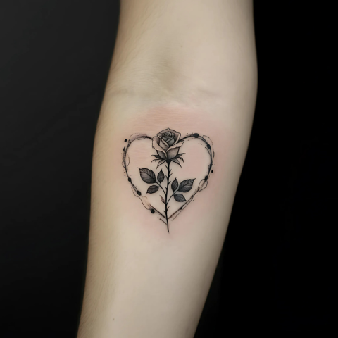 Rose with a Heart Tattoo
