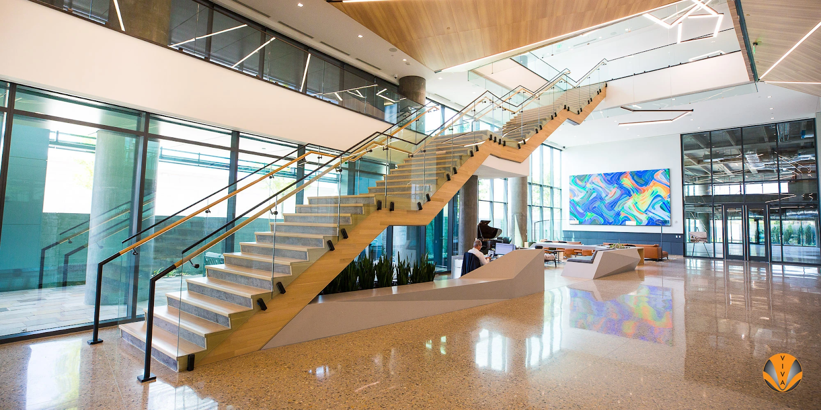 A large staircase with mixed material options.