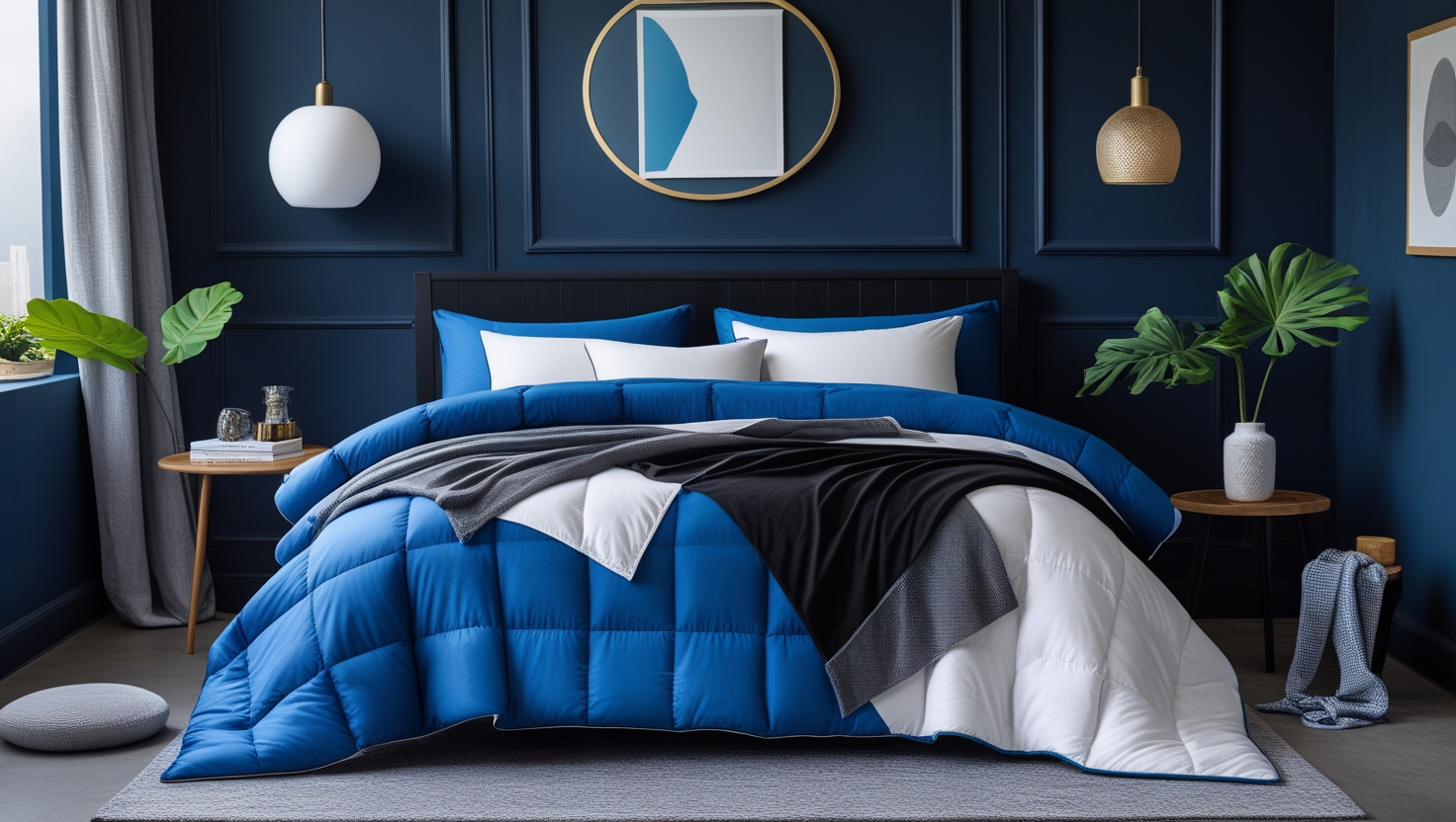 nipsey blue black white comforter set​