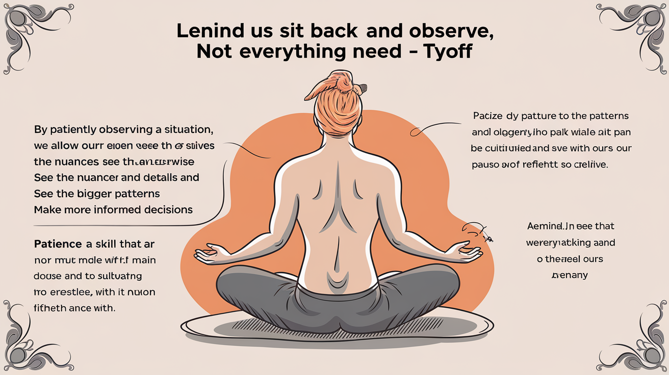 Learn to sit back and observe. Not everything need - Tymoff